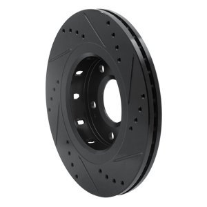 Mitsubishi Lancer Brake Rotor (1) - Front Left - R1 Concepts - Drilled & Slotted - Black - `09-`15